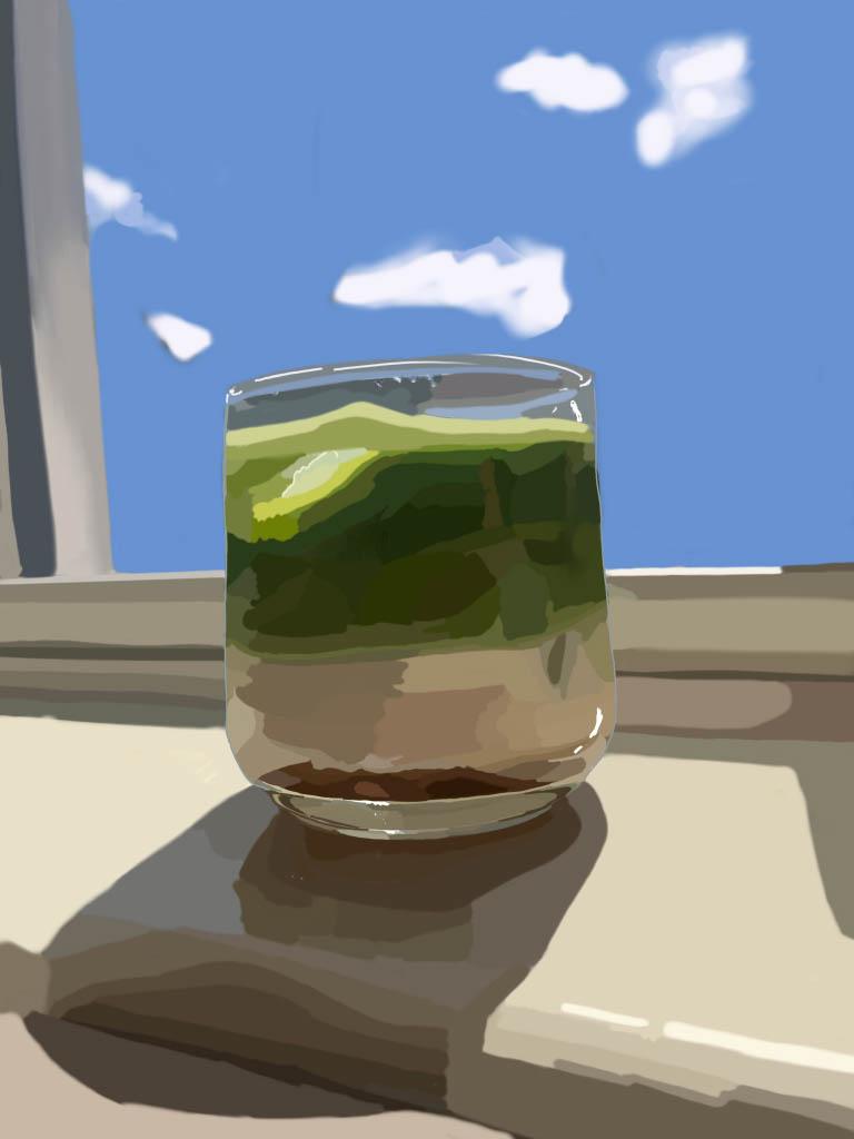 Drawring_of_green_matcha_with_blue_sky
